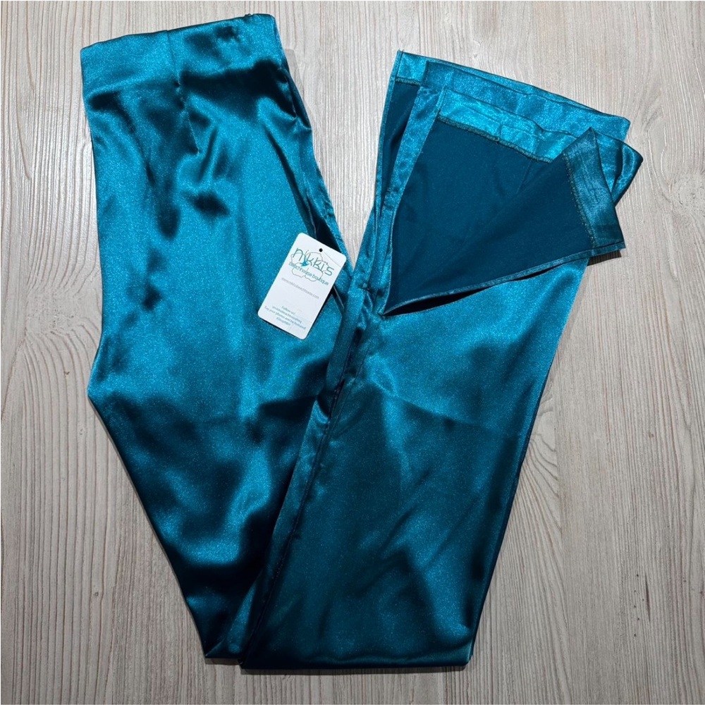 Elegant Teal Satin Pants